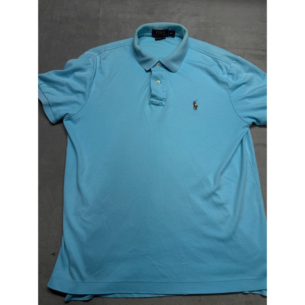 Polo Ralph Lauren Men's Blue Pima Soft Touch flesh pony Polo Shirt Size M